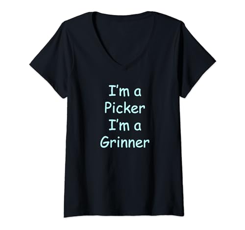 Damen Ich bin ein Picker Ich bin ein Grinner T-Shirt mit V-Ausschnitt von Buy Cool Shirts