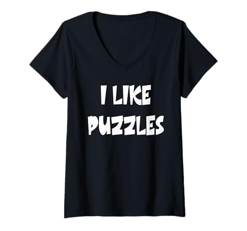 Damen Ich mag Puzzles T-Shirt mit V-Ausschnitt von Buy Cool Shirts