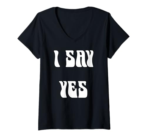 Damen Ich sage Ja T-Shirt mit V-Ausschnitt von Buy Cool Shirts