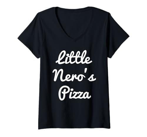 Damen Little Neros Pizza T-Shirt mit V-Ausschnitt von Buy Cool Shirts