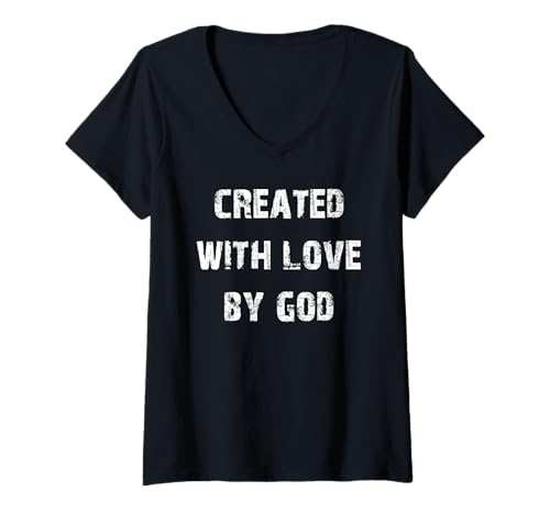 Damen Mit Liebe von Gott geschaffen T-Shirt mit V-Ausschnitt von Buy Cool Shirts