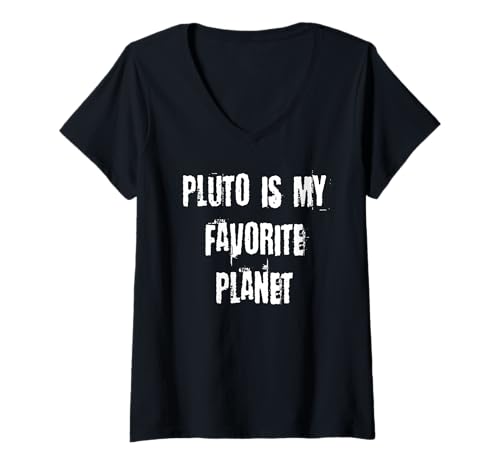 Damen Pluto ist Mein Lieblingsplanet T-Shirt mit V-Ausschnitt von Buy Cool Shirts