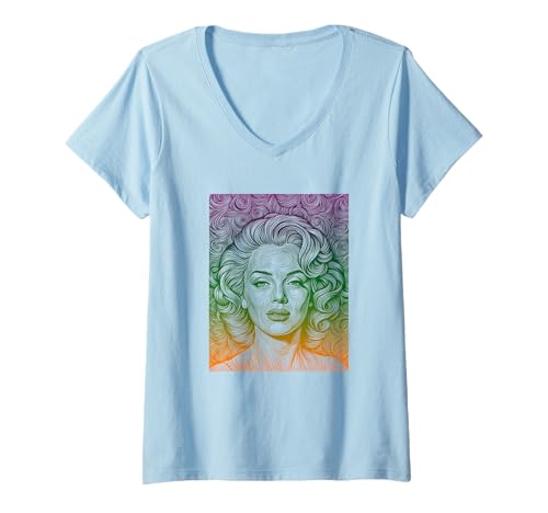 Damen Retro-Glamour-Mädchen T-Shirt mit V-Ausschnitt von Buy Cool Shirts