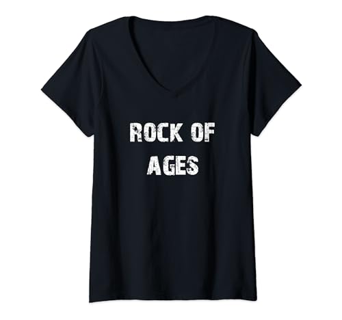 Damen Rock Of Ages T-Shirt mit V-Ausschnitt von Buy Cool Shirts