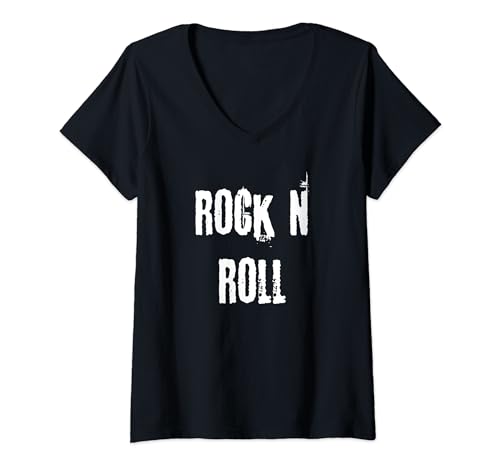 Damen Rock n Roll Musikfan T-Shirt mit V-Ausschnitt von Buy Cool Shirts