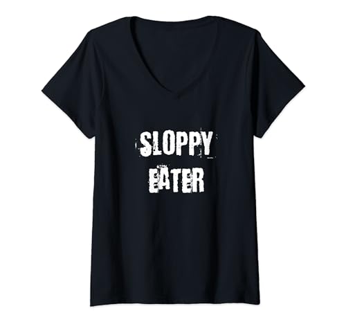 Damen Sloppy Eater Lustig T-Shirt mit V-Ausschnitt von Buy Cool Shirts
