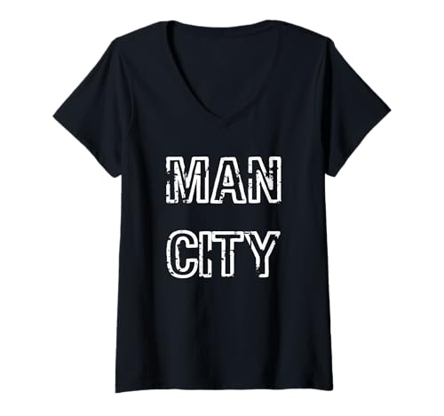 Damen Stadt Man T-Shirt mit V-Ausschnitt von Buy Cool Shirts