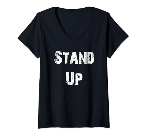 Damen Stand Up Nationalhymne T-Shirt mit V-Ausschnitt von Buy Cool Shirts
