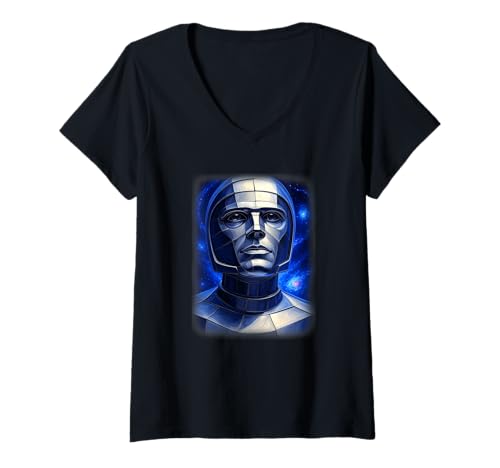 Damen Star Robot Man T-Shirt mit V-Ausschnitt von Buy Cool Shirts