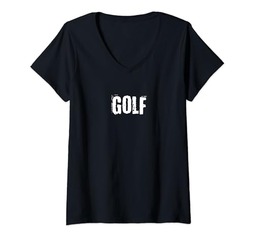 Damen Text in Golfdistressed-Optik T-Shirt mit V-Ausschnitt von Buy Cool Shirts