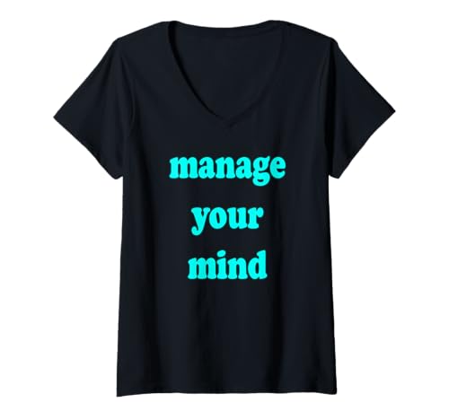 Damen Verwalte Deine Gedankenmeditation T-Shirt mit V-Ausschnitt von Buy Cool Shirts