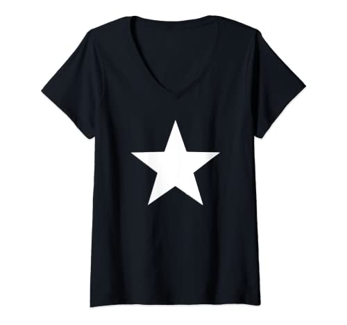 Damen Weißer Stern T-Shirt mit V-Ausschnitt von Buy Cool Shirts
