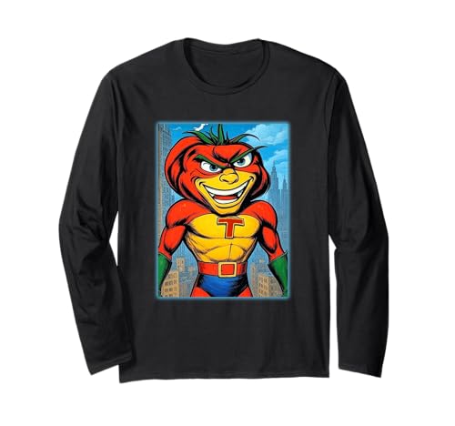 Tomato Man Veggie Superheld Langarmshirt von Buy Cool Shirts