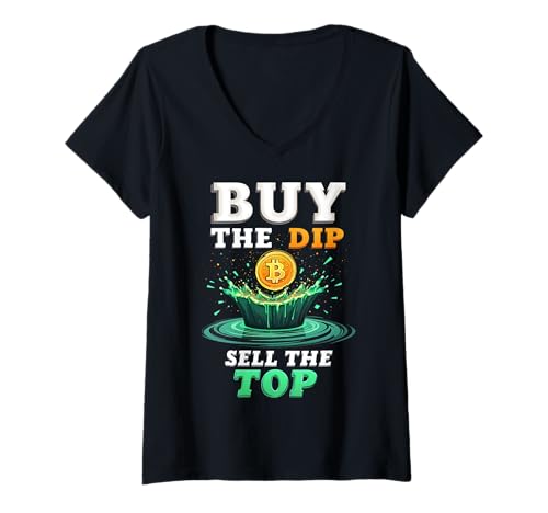 Damen Kaufen Sie The Dip besten Krypto-Bitcoins T-Shirt mit V-Ausschnitt von Buy The Dip Sell The Top Crypto Bitcoin Co