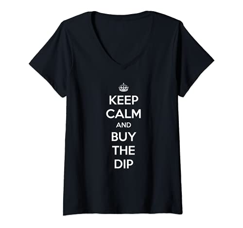Damen Keep Calm and Buy The Dip. T-Shirt mit V-Ausschnitt von Buy the Dip Bitcoin