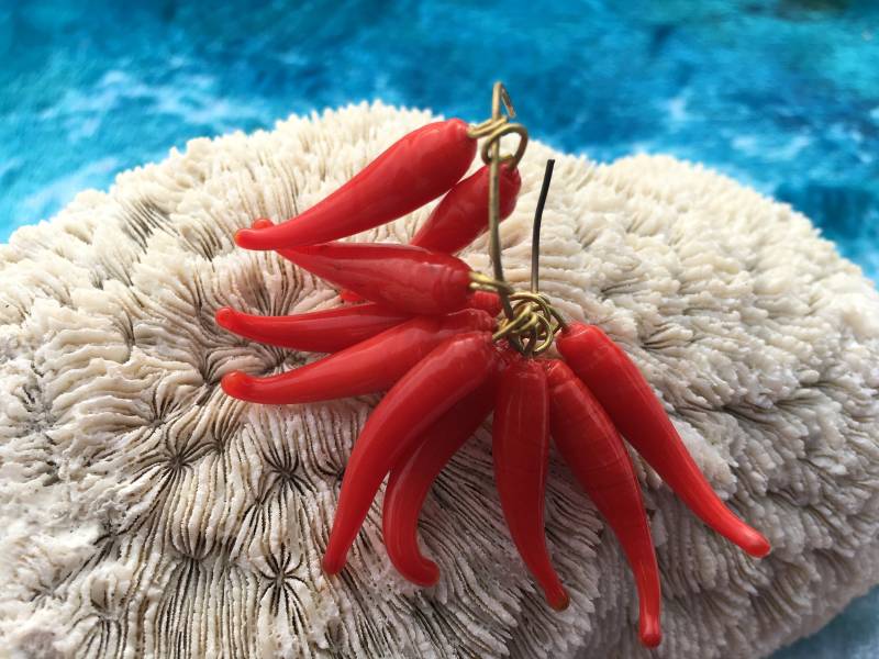 20 Stück Rote Chili Paprika Glas Charms Glasperlen Aus Lampwork Messing von BuyAFairytale