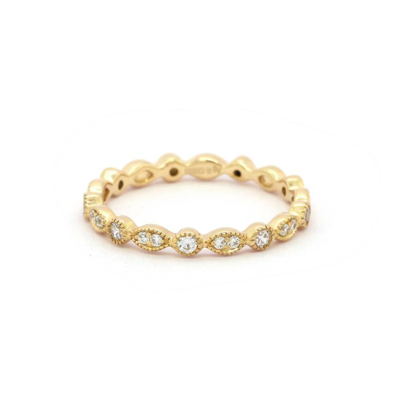 Diamant Ehering, 14K/18K Gold, Dünner Halb Ewigkeit Ring, Stapelbarer Einzigartiger Zierliches Goldband, Stapelring von BuyArtJewels