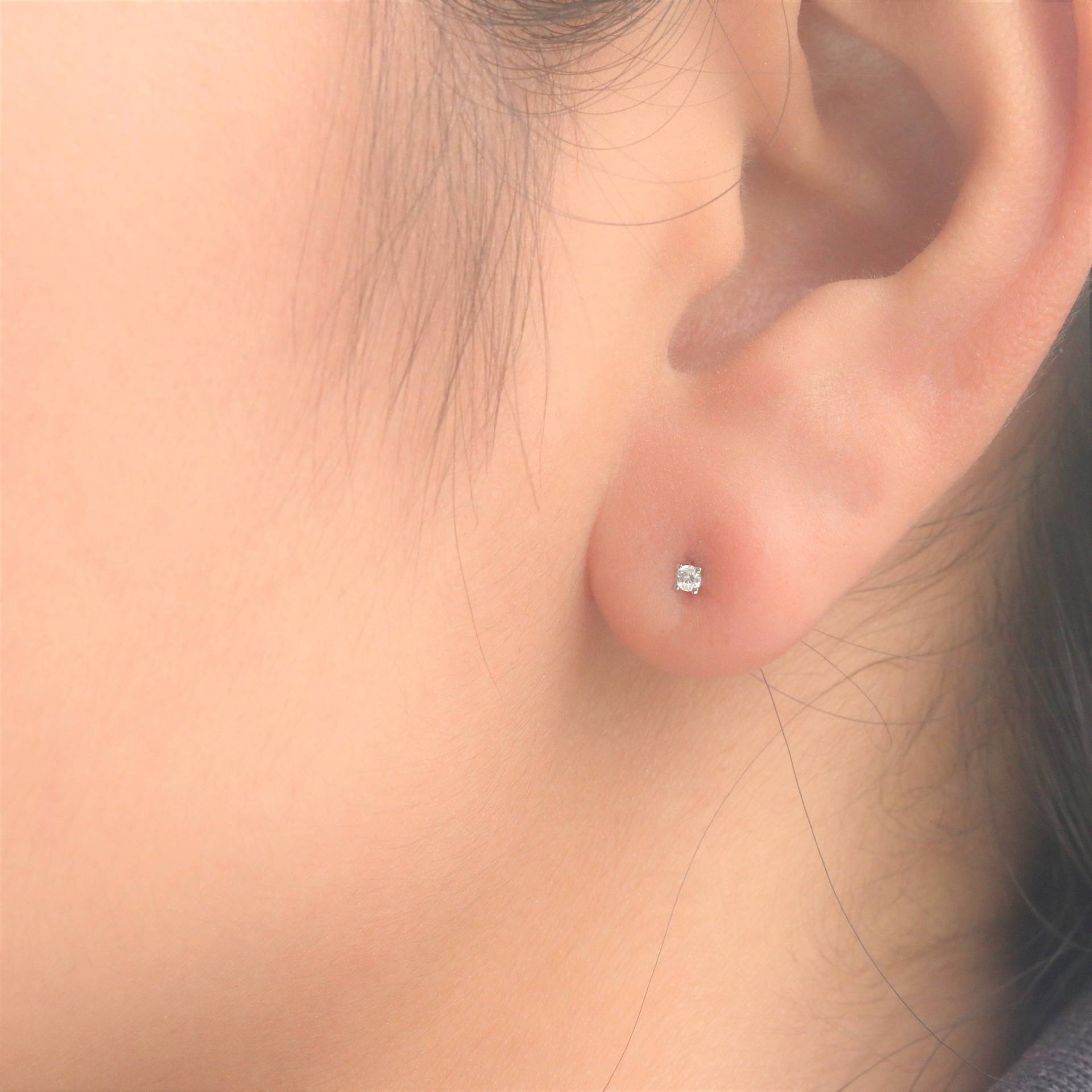 Diamant Ohrstecker, 4 Prong Set Ohrringe, Solitär 14K/18K Gelb/Rose/Weißgold Winzig Gold Ohrringe von BuyArtJewels
