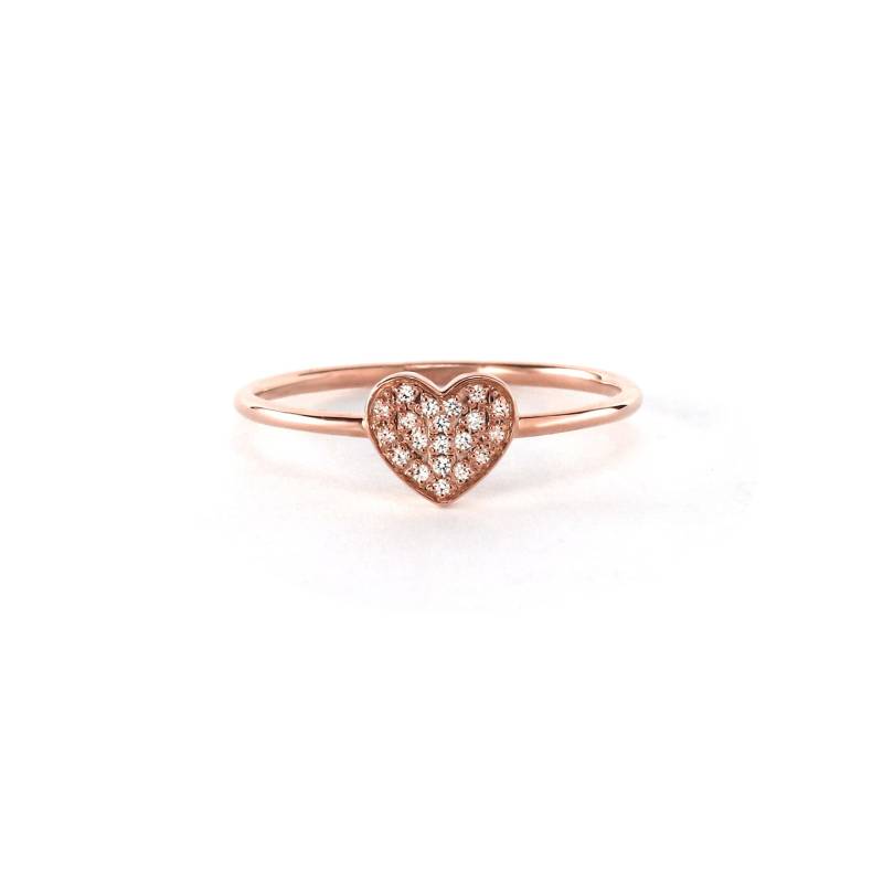 Herz Diamant Ring, Herzform Versprechen Massives 14K/18K Roségold, Süße Diamantringe, Zierlicher Ring Für Sie, Geschenk Frauen Herz Diamant Ring, Herzform Versprechen Massives 14K/18K Roségold, Süße Diamantringe, Zierlicher Ring Für Sie, Geschenk Frauen von BuyArtJewels