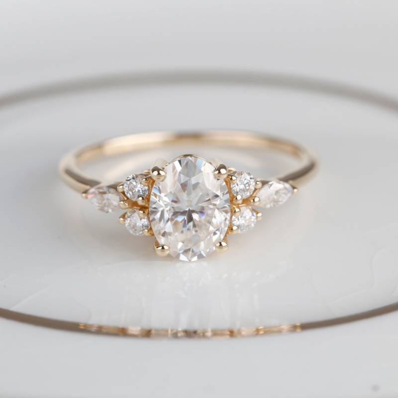 Moissanit Verlobungsring Oval | Massiv Rotgold Einzigartige Für Sie 10K 14K 18K Gold Ring Brautring 1.5Ct von BuyArtJewels