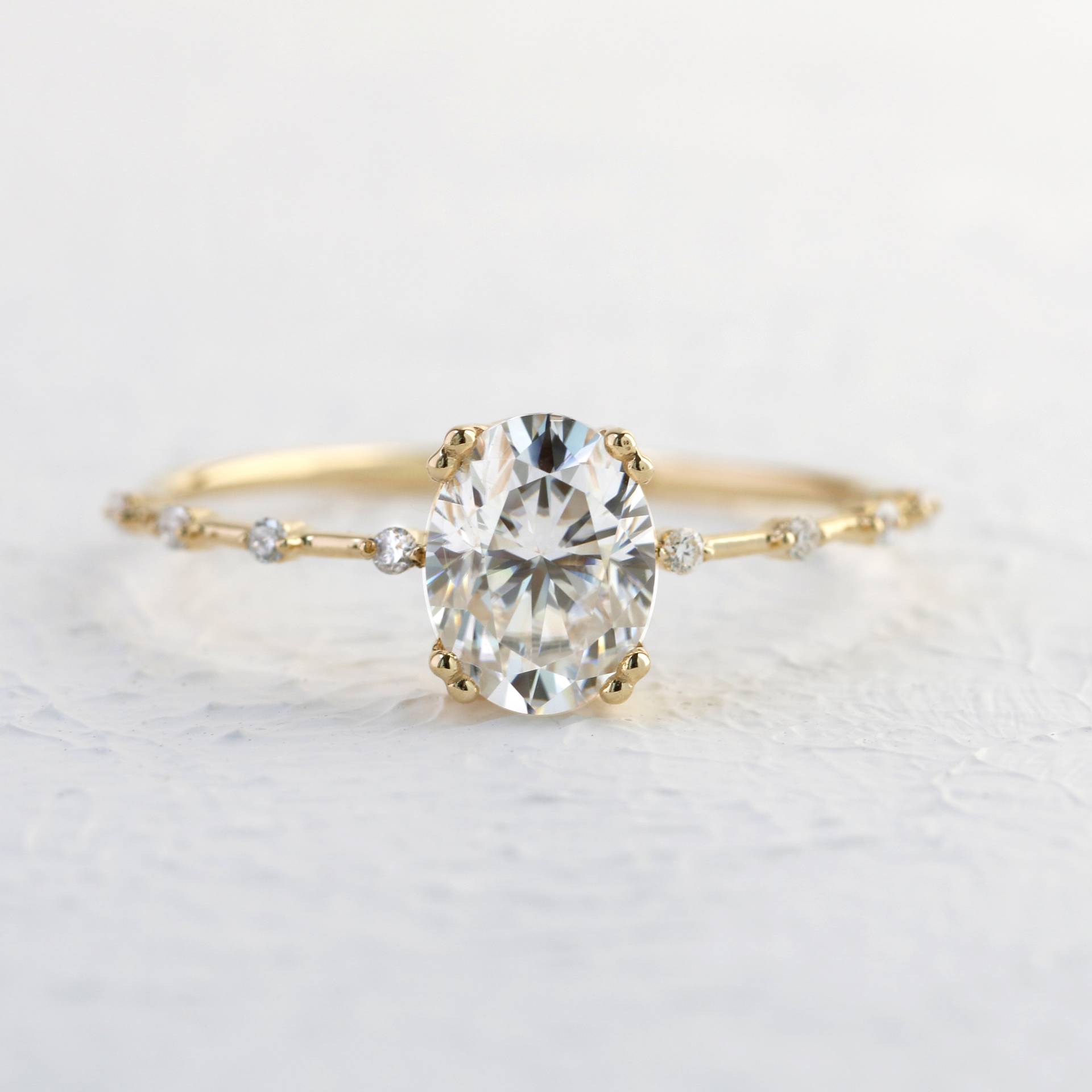 Moissanite Verlobungsring, 1, 5 Karat Ovalschliff, Vintage 14K 18K Rose Weiß Gelb Gold, Versprechen Jahrestag Ring von BuyArtJewels