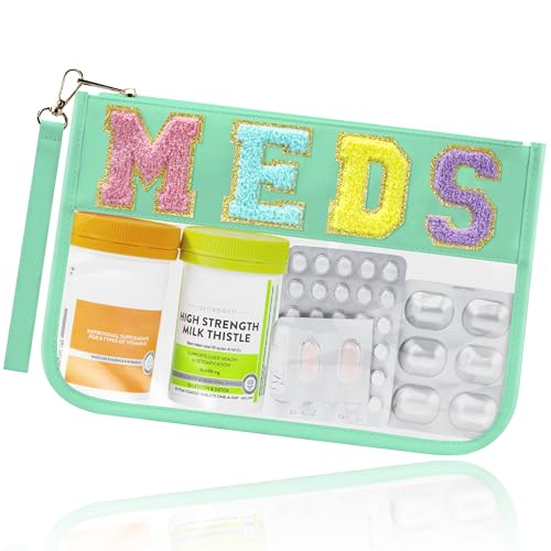 BuyCard Chenille Brief Tasche,wasserdicht Reise Snack Pouch mit Glitter Patch Buchstaben,Reise Make upTasche mit Reißverschluss, Kulturbeutel mit adrettem Aufnäher, für Damen und Kinder. (Green) von BuyCard