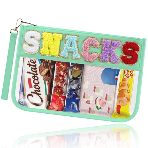 BuyCard Chenille Brief Tasche,wasserdicht Reise Snack Pouch mit Glitter Patch Buchstaben,Reise Make upTasche mit Reißverschluss, Kulturbeutel mit adrettem Aufnäher, für Damen und Kinder. von BuyCard