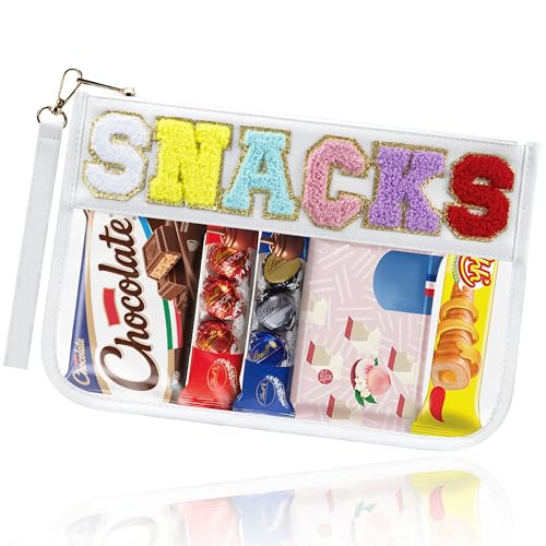 BuyCard Chenille Brief Tasche,wasserdicht Reise Snack Pouch mit Glitter Patch Buchstaben,Reise Make upTasche mit Reißverschluss, Kulturbeutel mit adrettem Aufnäher, für Damen und Kinder. von BuyCard