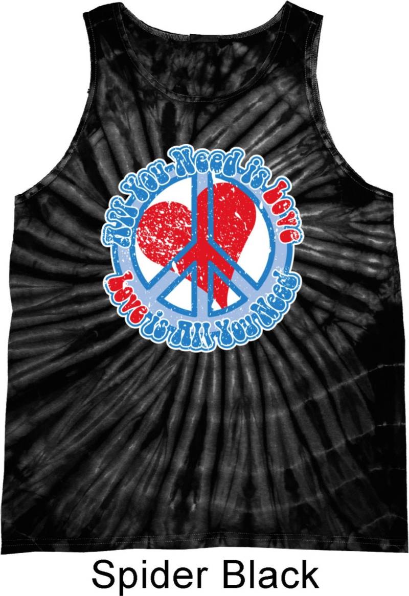 Alles, Was Sie Brauchen, Ist Liebe Erwachsene Krawatte Farbstoff Tank Top Allyouneed-3500 von BuyCoolShirts