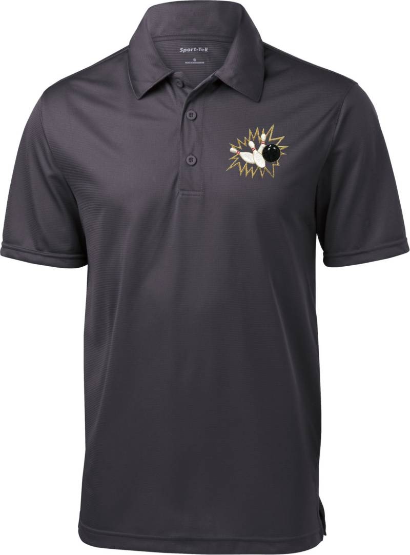Bowling Pins Crashing Pocket Print Herren Textured Polo T-Shirt Pinscrash-st690 von BuyCoolShirts
