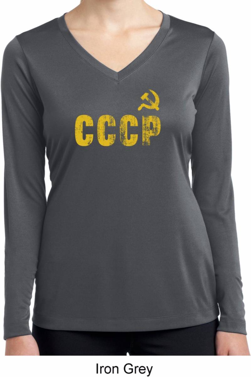 Cccp Insignia Damen Feuchtigkeit Wicking V-Ausschnitt Langarm T-Shirt Insignia-Lst353Ls von BuyCoolShirts