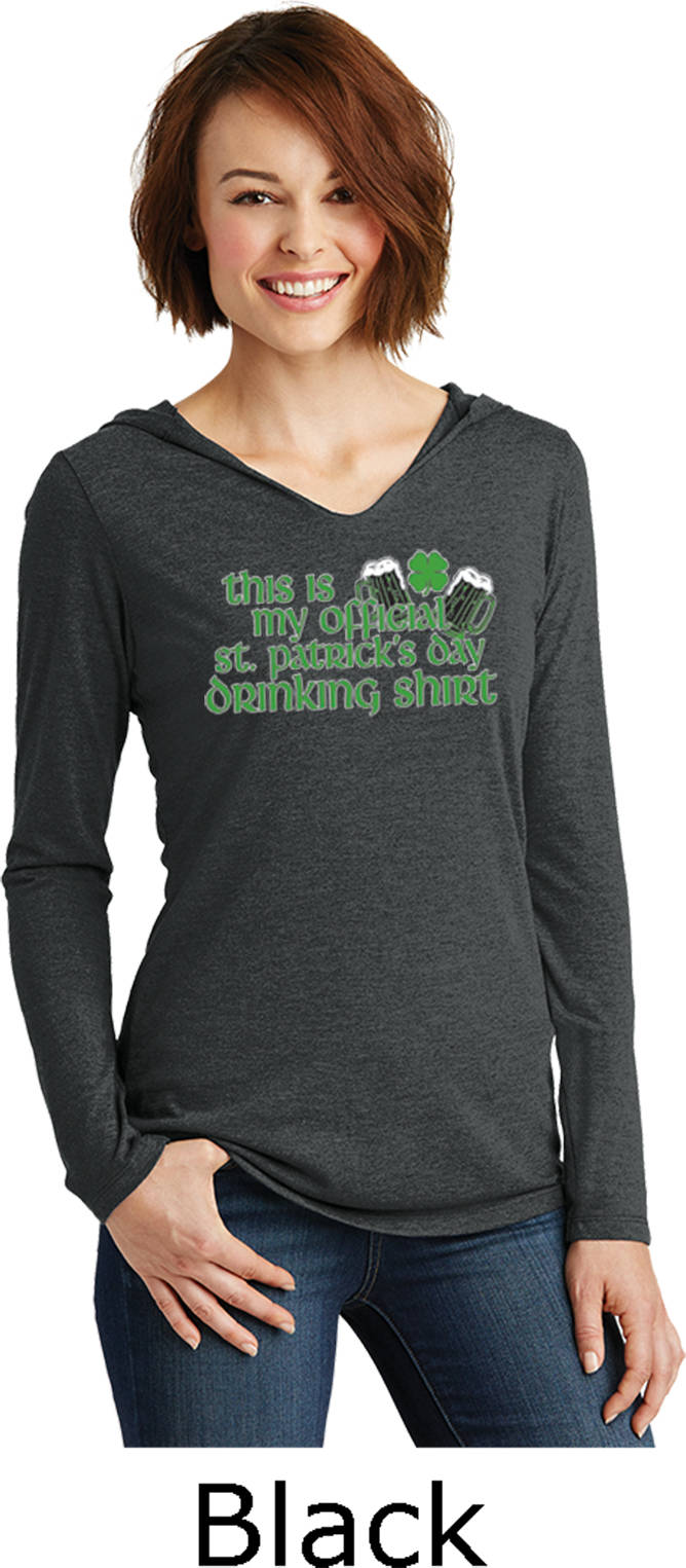 Damen Dies Ist Mein Offizieller St. Patricks Day Trinken Shirt Tri Blend Langarm Hoodie 15866-Dm139L von BuyCoolShirts