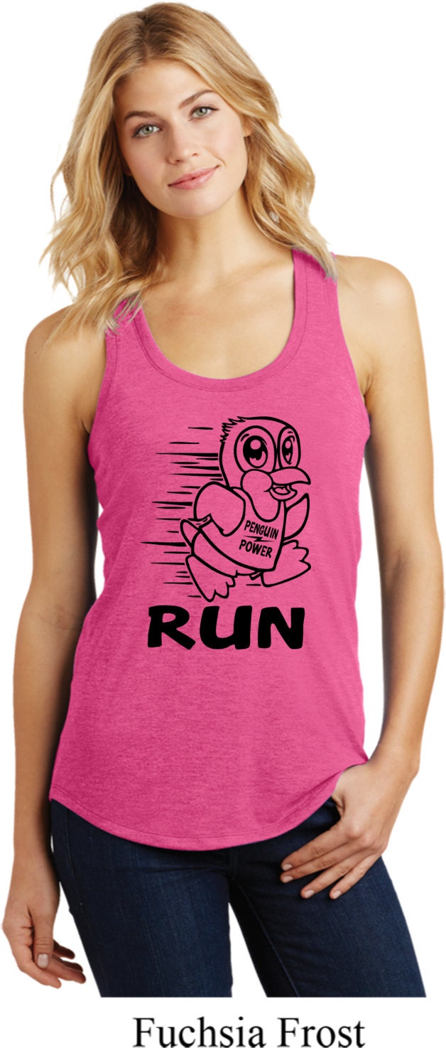 Damen Pinguin Power Run Schwarz Racerback Tank Top Bpenrun-Dm138L von BuyCoolShirts