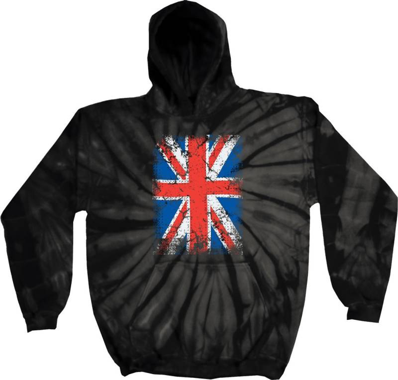 Distressed Union Jack Flagge Herren Tie Dye Hoody Unionjack-8777 von BuyCoolShirts