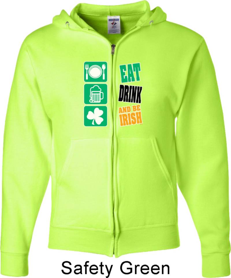 Essen Trinken Be Irish St Patrick Es Day Full Zip Hoodie Xit-11797-993 von BuyCoolShirts