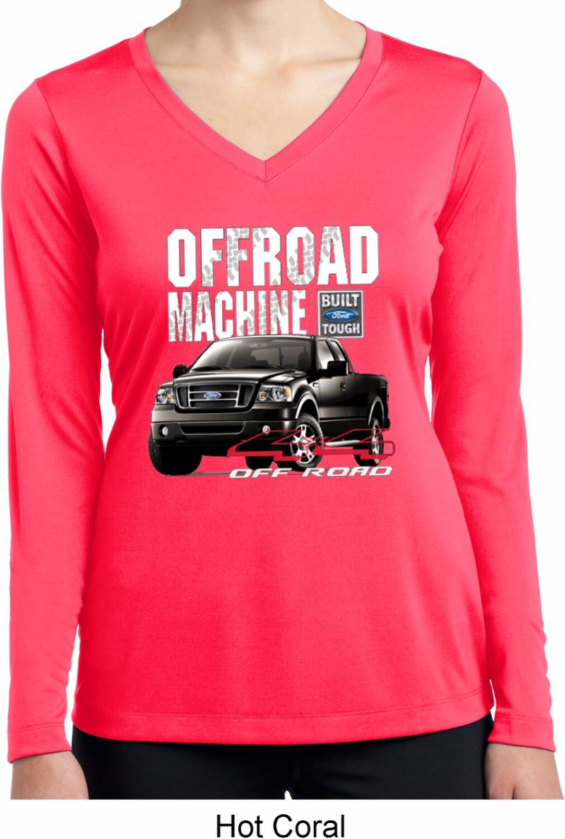F-150 4 X Off-Road Maschine Damen Ford Feuchtigkeitstransport Langarm T-Shirt Mit V-Ausschnitt 10996 D 2-Lst353Ls von BuyCoolShirts