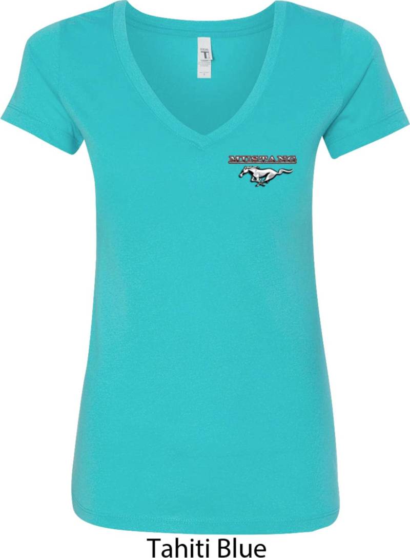 Ford Mustang Pocket Print Damen Shirt Mit V-Ausschnitt 21286D1-Pp-N1540 von BuyCoolShirts