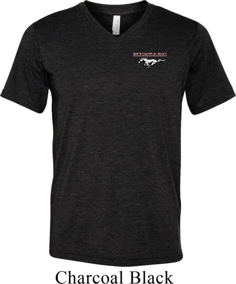 Ford Mustang Pocket Print Erwachsene Tri Blend V-Ausschnitt T-Shirt 21286D1-Pp-C3415 von BuyCoolShirts