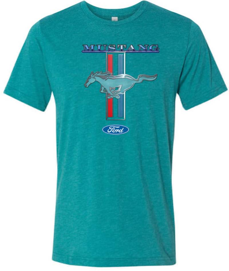 Ford Mustang Streifen Tri Blend Crewneck T-Shirt 13732D1-C3413 von BuyCoolShirts