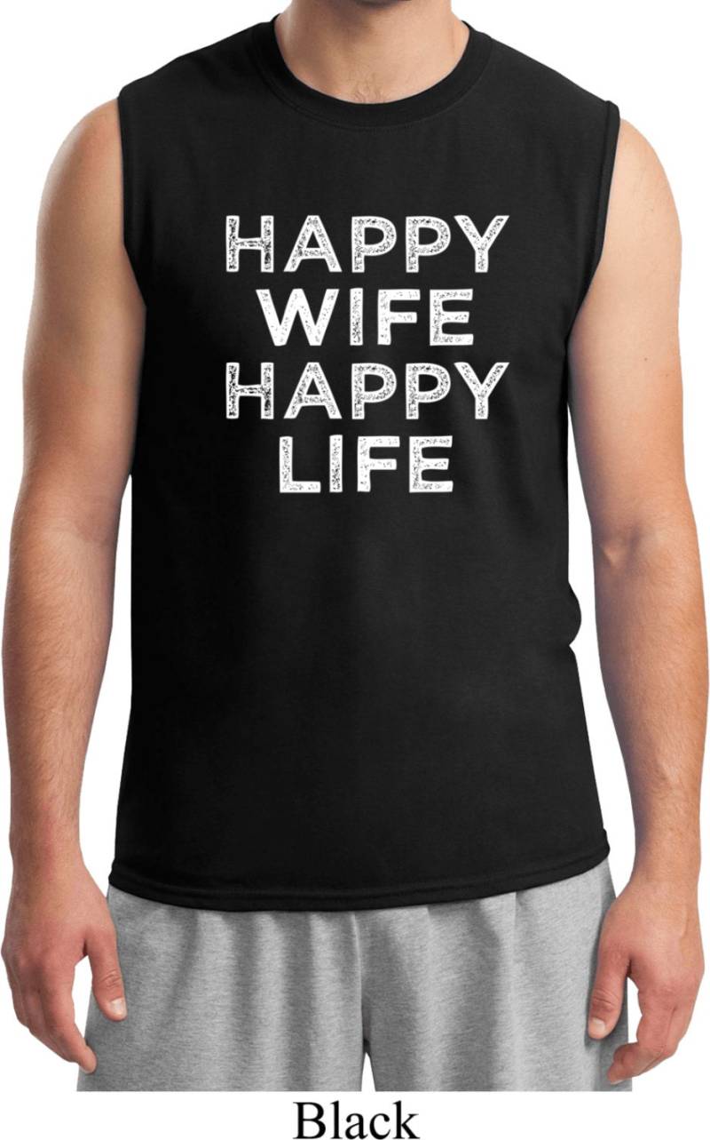 Glückliche Frau Happy Life Herren Ärmellose Muskel T-Shirt Hwhl-2700 von BuyCoolShirts