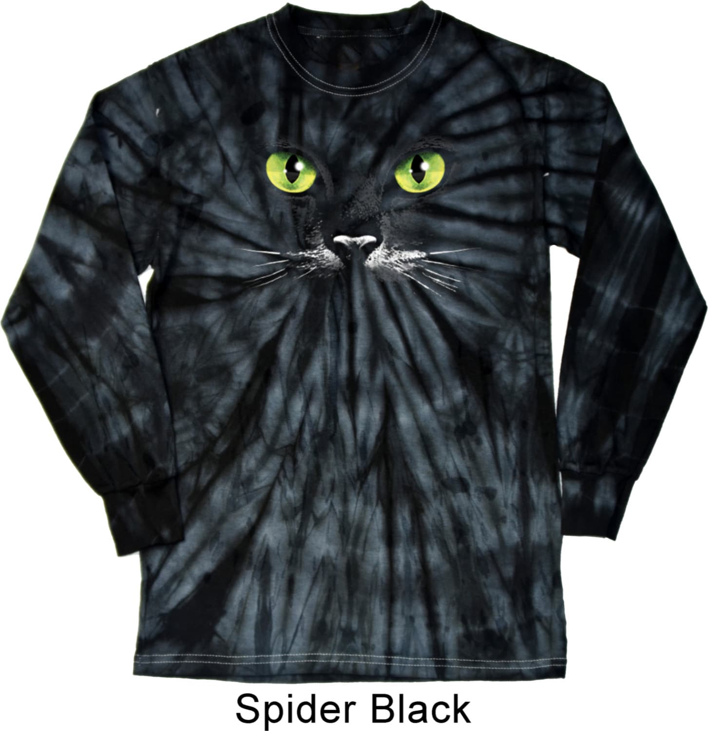 Halloween Schwarze Katze Langarm Tie Dye T-Shirt 07268D4-2000 von BuyCoolShirts