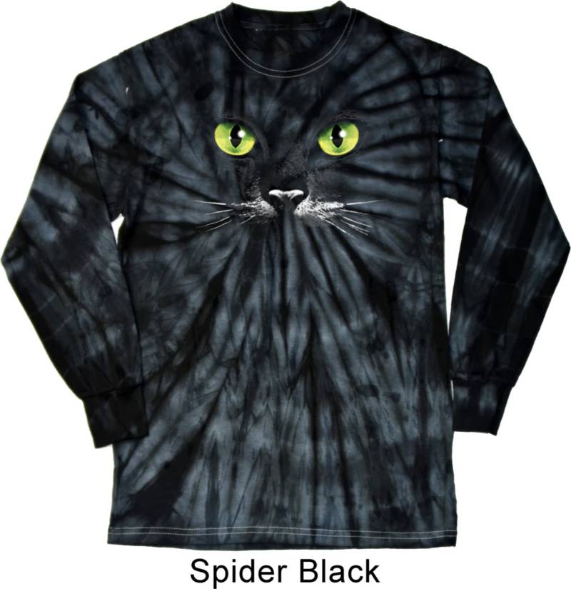 Halloween Schwarze Katze Langarm Tie Dye T-Shirt 07268D4-2000 von BuyCoolShirts