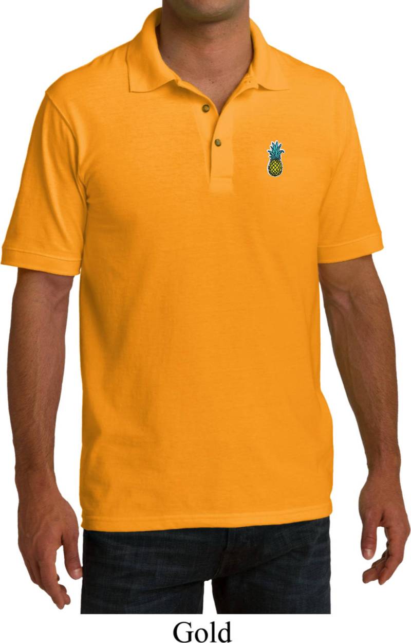 Herren Ananas Aufnäher Pocket Print Pique Polo T-Shirt Pinepatch-Pp-Kp150 von BuyCoolShirts