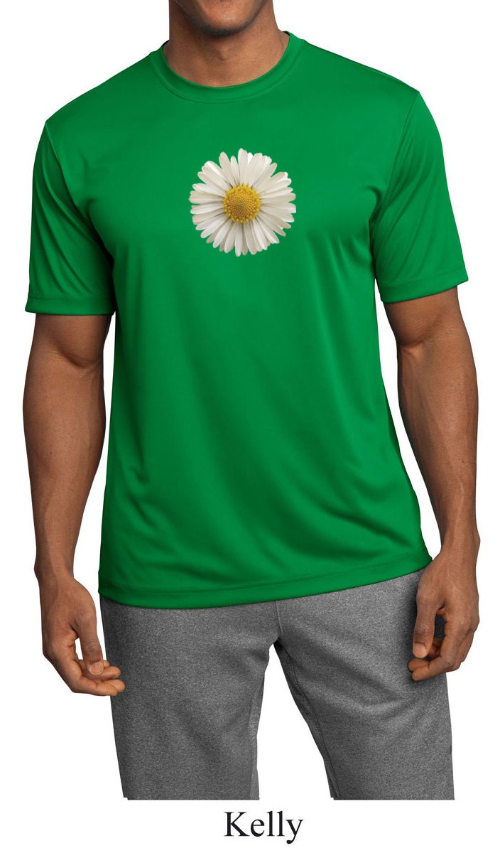 Herren Blume Shirt Weiß Gänseblümchen Feuchtigkeit Wicking T-Shirt-Daisy-st350 von BuyCoolShirts