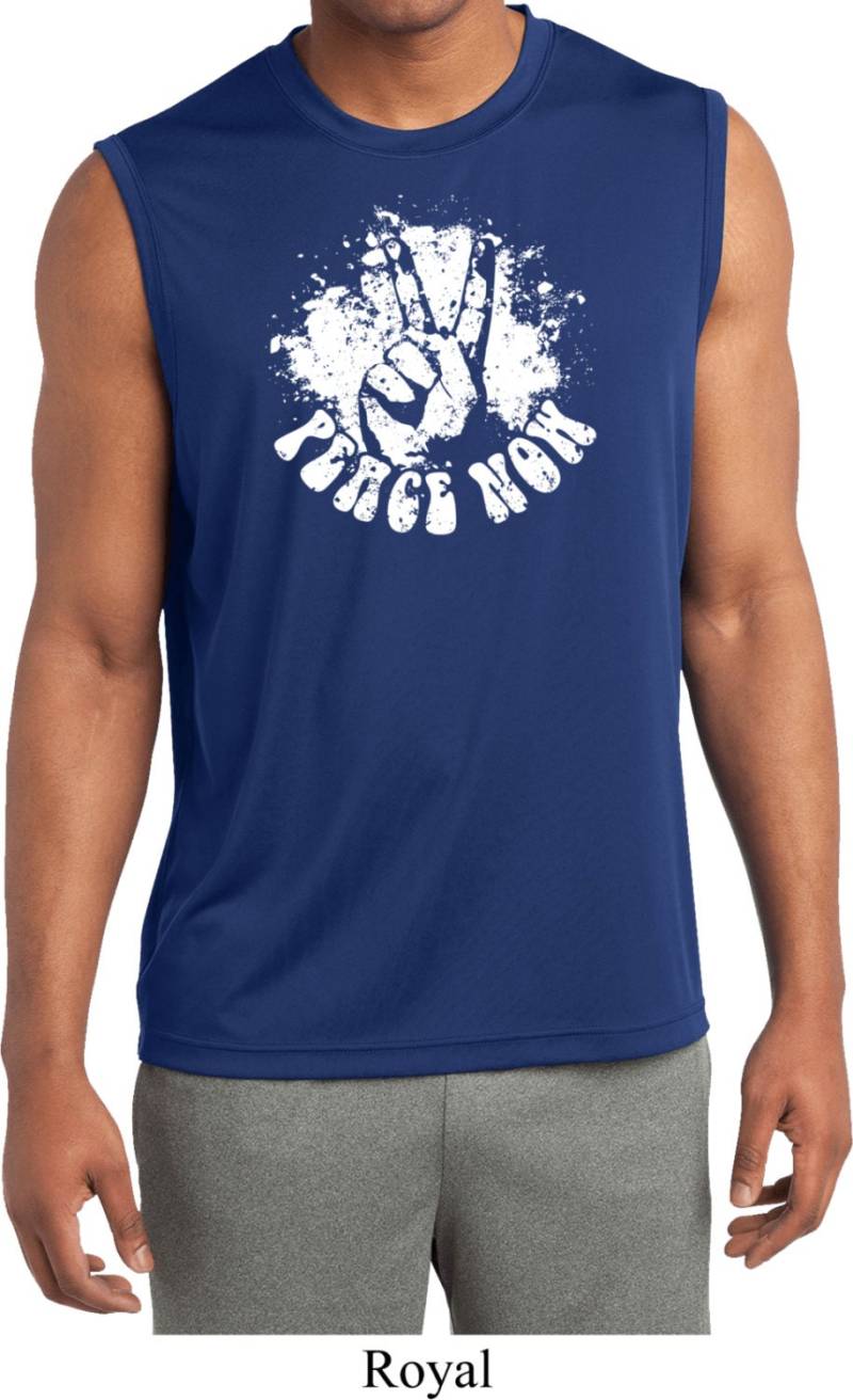 Herren Frieden Jetzt Ärmellose Feuchtigkeit Wicking Tank Top Peacenow-st352 von BuyCoolShirts