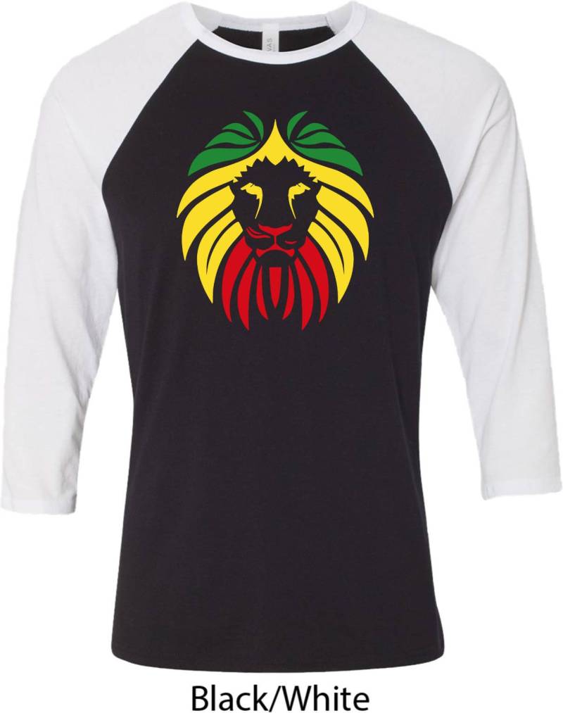 Herren Rasta Lion Kopf Raglan Shirt Lionhead-3200 Herren Rasta Lion Kopf Raglan Shirt Lionhead-3200 von BuyCoolShirts