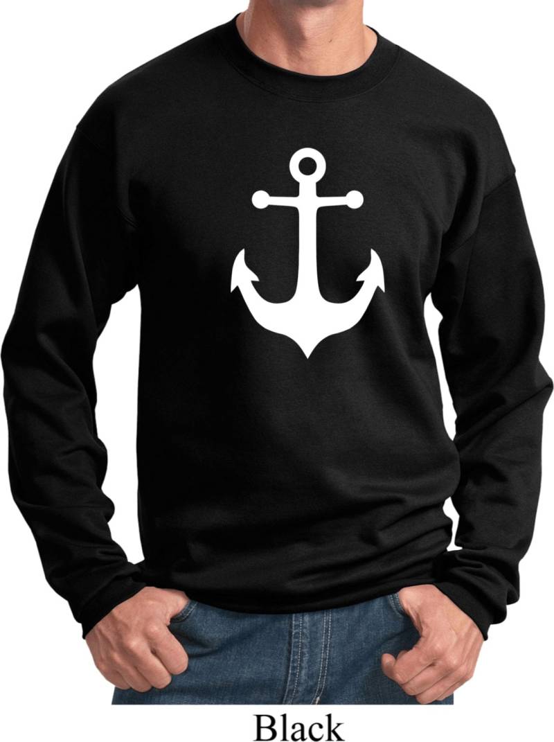 Herren Segeln Sweatshirt Weiß Anker Kreuzfahrt Crewneck Sweat Shirt Whanchor-Pc90 von BuyCoolShirts