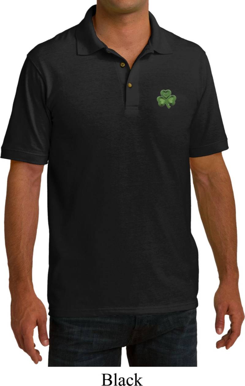 Herren St. Patricks Day Kleeblatt Patch Pocket Print Pique Polo T-Shirt 695794-Pp-Kp150 von BuyCoolShirts