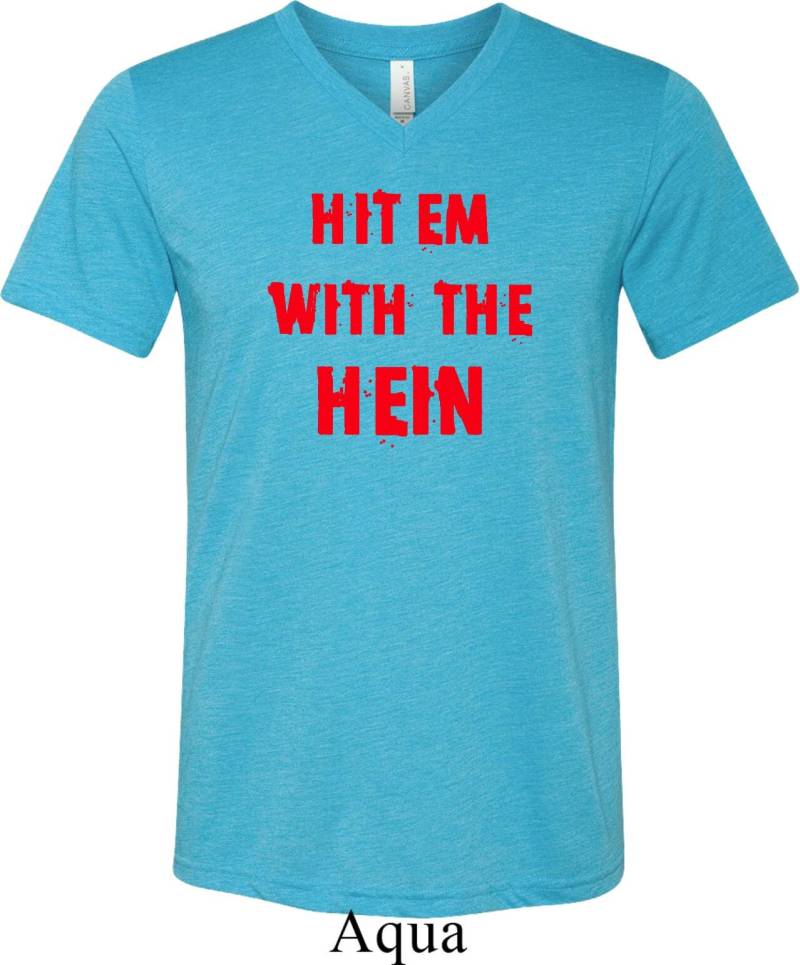 Hit "Em Mit Dem Hein Tri Blend V-Ausschnitt T-Shirt Hein-C3415 von BuyCoolShirts