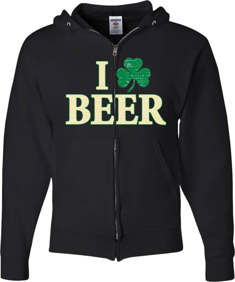 Ich Liebe Bier Erwachsene Unisex St Patricks Day Voller Zip Hoodie A12250B-993 von BuyCoolShirts